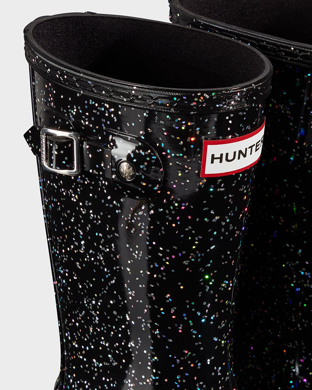 Botas De Agua Original Big Giant Glitter Hunter Niños - Negros - 823065CGJ